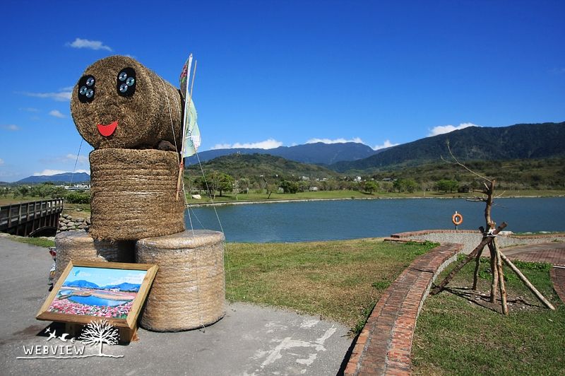 大坡池，稻草裝置與湖景